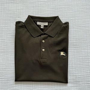 Burberry Eddie Cotton Classic Polo Shirt Olive Small